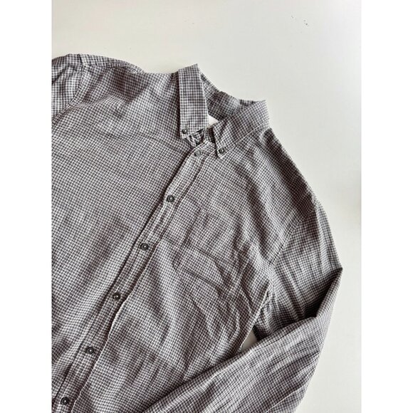 BILLY REID Kirby Standard Grey Check Cotton Flannel Button Down Shirt, Size M - Picture 4 of 14
